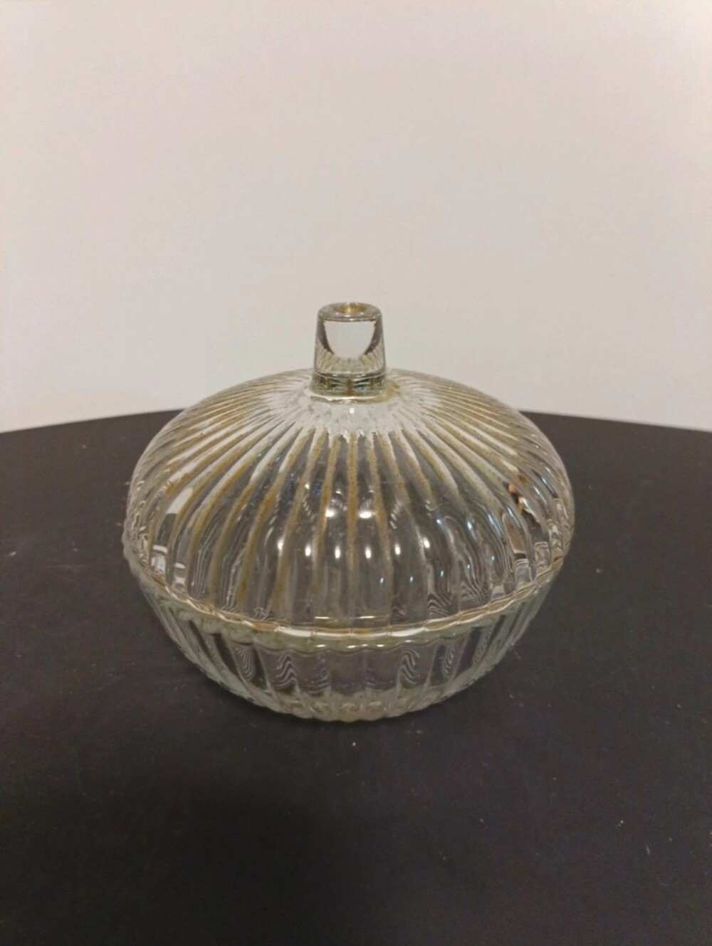 Anchor Hocking Ribbed Clear Glass Candy Dish with Lid